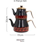 Bonera Academia Emaye Çaydanlık Dekorlu Siyah  Rose Gold Kaplamalı - Görsel 2