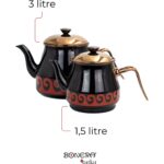 Bonera Academia Emaye Çaydanlık Dekorlu Siyah  Rose Gold Kaplamalı - Görsel 3