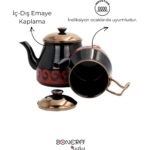 Bonera Academia Emaye Çaydanlık Dekorlu Siyah  Rose Gold Kaplamalı - Görsel 4