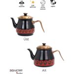 Bonera Academia Emaye Çaydanlık Dekorlu Siyah  Rose Gold Kaplamalı - Görsel 5