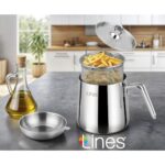 Lines Paslanmaz Çelik Inox Kaplama 13 cm 2 Litre Kızartma Tenceresi Seti – Isıya Dayanıklı ve Şık Tasarım