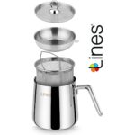 Lines Paslanmaz Çelik Inox Kaplama 13 cm 2 Litre Kızartma Tenceresi Seti – Isıya Dayanıklı ve Şık Tasarım - Görsel 3