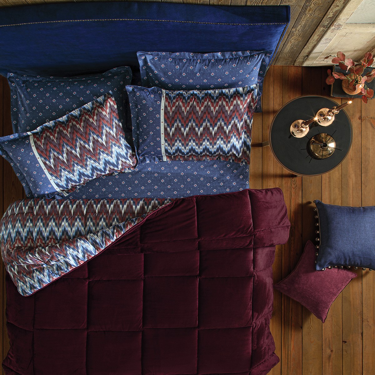 110000803624766.jpg Puffy Puffy Afton Çift Kişilik Threefy Uyku Seti - Bordo - Görsel 1