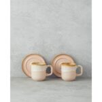 English Home Alicent Seramik 4 Parça 2 Kişilik Double Kahve Fincan Takımı 150 ml Pudra - Görsel 2