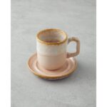 English Home Alicent Seramik 4 Parça 2 Kişilik Double Kahve Fincan Takımı 150 ml Pudra - Görsel 3