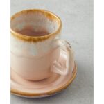 English Home Alicent Seramik 4 Parça 2 Kişilik Double Kahve Fincan Takımı 150 ml Pudra - Görsel 4