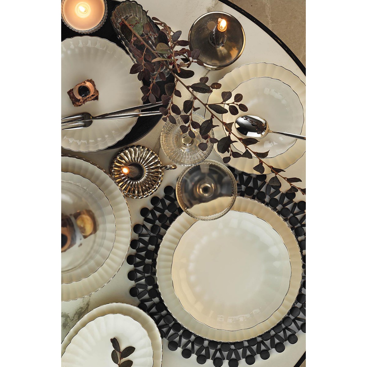 110000804356343.jpg Kütahya Porselen Luz Form Platin File 52 Parça 12 Kişilik Bone Porselen Yemek Takımı - Görsel 1