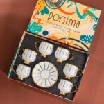 Porsima Zambak Altın Yaldızlı 6 Kişilik Fincan Seti 12 Parça Türk Kahvesi Takımı Kahve Fincanı - Görsel 4