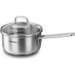 Korkmaz 16x8 cm Cam Kapaklı Parlak Polisajlı 18/10 Cr-Ni Paslanmaz Çelik Sos Tenceresi