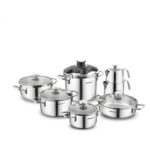 Korkmaz 14 Parça Tencere ve Çaydanlık Seti 18/10 Paslanmaz Çelik İndüksiyon Tabanlı Gümüş