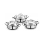 Korkmaz Yumurta Sahanı Seti 16-18-20 cm 18/10 Paslanmaz Çelik Teflon Kaplama Solar Taban