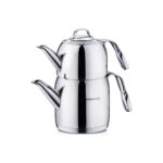 Korkmaz Steama Çaydanlık Seti - 18/10 Cr-Ni Paslanmaz Çelik, Güneş Enerjili, Enerji Tasarruflu, Ergonomik Saplı, 0.9 lt Demlik ve 1.6 lt Alt Çaydanlık