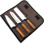 SürLaz Japans Şef Bıçak Seti İsme Özel 3'Lü Santaku Nakiri Şef Bıçağı Çantalı Bıçak Seti