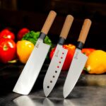 SürLaz Japans Şef Bıçak Seti İsme Özel 3'Lü Santaku Nakiri Şef Bıçağı Çantalı Bıçak Seti - Görsel 2