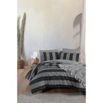 My Story Lastikli Çarşaflı Tek Kişilik Nevresim Takımı Çizgili Siyah - Görsel 2