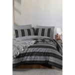 My Story Lastikli Çarşaflı Tek Kişilik Nevresim Takımı Çizgili Siyah - Görsel 5