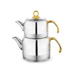 Schafer Ada Metal Orta Boy Çelik Çaydanlık Takımı Altın - Görsel 2