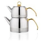 Schafer Ada Metal Orta Boy Çelik Çaydanlık Takımı Altın - Görsel 3