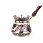 Zinnun Bakır Tombik Cezve, Erzincan El Işlemeli - Görsel 2