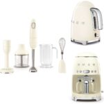 smeg Krem Kettle-Filtre Kahve Makinesi ve El Blender Seti
