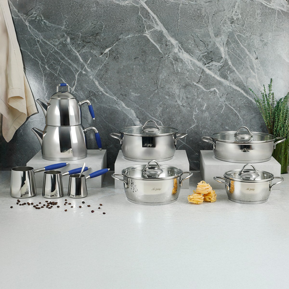 110000810680996.jpg Aryıldız Solo 15 Parça Lacivert Çelik Çeyiz Seti - Görsel 1