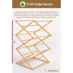 Ironika Bambu Katlanabilir 3 Katlı Çamaşır Kurutmalık Bambu Ahşap Çamaşır Kurutma Askısı - Görsel 2