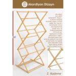 Ironika Bambu Katlanabilir 3 Katlı Çamaşır Kurutmalık Bambu Ahşap Çamaşır Kurutma Askısı - Görsel 3