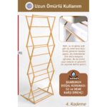 Ironika Bambu Katlanabilir 3 Katlı Çamaşır Kurutmalık Bambu Ahşap Çamaşır Kurutma Askısı - Görsel 5