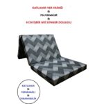 Mor Minder Katlanır Yer Yatağı ve Tek Kişilik Sünger Katlanır Minder Yatak 70X180 cm 6 cm Gri