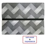 Mor Minder Katlanır Yer Yatağı ve Tek Kişilik Sünger Katlanır Minder Yatak 70X180 cm 6 cm Gri - Görsel 2