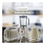 Ariete Vintage Kahvaltı Seti Su Isıtıcı Kettle + Smoothie Cam Blender + Ekmek Kızartma Makinesi Seti Bej