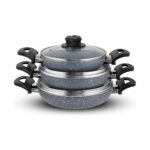 Dora Granitta 18 20 22 cm 6 Parça Gri Kapaklı Omlet/sahan Tava Seti - Görsel 2