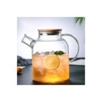 Morponi Borosilikat Cam Bambu Kapaklı Bitki Çayı Demliği & Sürahi 1500 ml