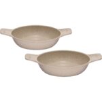 Thermoad 2'li Güveç Sahan Seti Granit Döküm Tava Seti 20CM 22CM - Vizon - Görsel 3