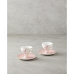 English Home Valentina New Bone China 4 Parça 2 Kişilik Kahve Fincan Takımı 80 ml Pembe