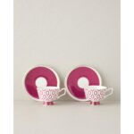 English Home Octavia New Bone China 4 Parça 2 Kişilik Kahve Fincan Takımı 90 ml Fuşya - Görsel 2