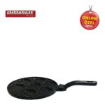 Kahramanlar Helegra 28 cm Siyah Döküm Granit Pankek Tavası Gülen Yüz Desenli - Görsel 3