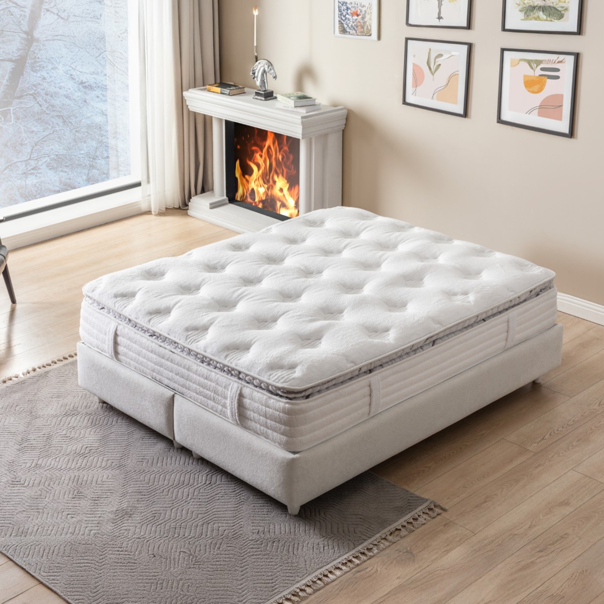 110000823995021.jpg HB Bedding | Sleepy Ortopedik Tavşan Tüylü Torba Paket Yaylı Yatak | Lüks ve Sağlığın Buluştuğu Nokta | 33cm Kalınlık | - Görsel 1