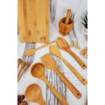 Mediterian Ahşap Tahta Kaşık Mutfak Kaşık Seti Oklava 18 Parça Kayın , Şimşir ve Bambu Ağacı Ağaç Kaşık - Görsel 2