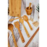 Mediterian Ahşap Tahta Kaşık Mutfak Kaşık Seti Oklava 18 Parça Kayın , Şimşir ve Bambu Ağacı Ağaç Kaşık - Görsel 3