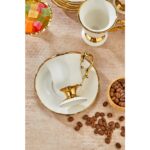 Cooker Modern Tasarım 6 Kişilik 12 Parça Yaldız Detaylı Kahve Takımı - Görsel 3