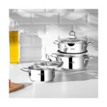 Nehir Silver 6 Parça Paslanmaz Çelik Mini Tencere Seti (12-14-16 Cm)