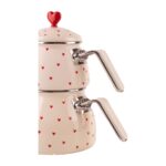 Emaylab Cupid Kalpli Emaye Çaydanlık (Özel Zamak Tepeli, El Yakmayan Kulplu) - Görsel 4