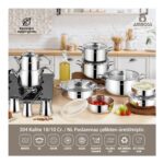 Amboss 20 Parça Master Prime Paslanmaz Çelik Tencere Çeyiz Seti & Çelik Saklama Kabı