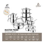 Amboss 20 Parça Master Prime Paslanmaz Çelik Tencere Çeyiz Seti & Çelik Saklama Kabı - Görsel 2
