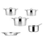 Nehir Silver Mat Trend Çelik Tencere Seti 8 Parça Tencere Sahan Seti Takımı