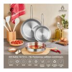 Amboss Lusigram 3 Parça Paslanmaz Çelik Indüksiyon Tabanlı Kapaksız Tava Seti