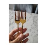 Periboia 6 Adet Lüx Şık Paslanmaz Çelik Gold Titanyum Kaplama Yemek Çatalı - Görsel 4