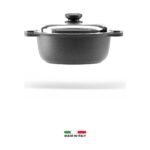 GRILL'O Padella Alüminyum Döküm Cam Kapaklı Tencere 24 cm