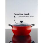 Bonera Pro-Plus 28 cm Kırmızı Derin Tencere - Görsel 3